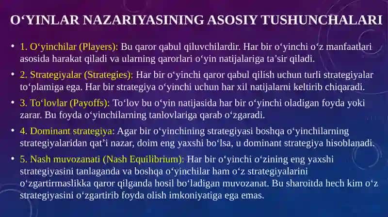 O‘YINLAR NAZARIYASI 3