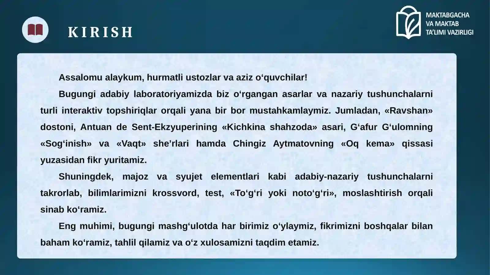 ADABIY LABORATORIYA. ADABIY LABORATORIYADA QILINGAN ISHLAR TAQDIMOTI 3