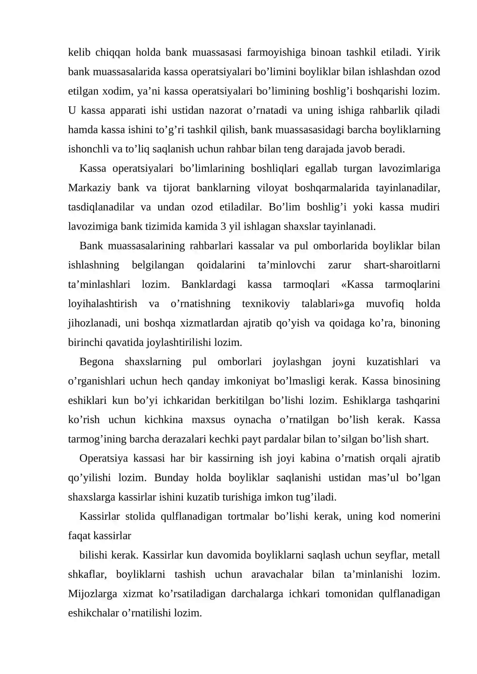 Banklarning kassa operatsiyalari, ularni hisobga olish va rasmiylashtirish 3