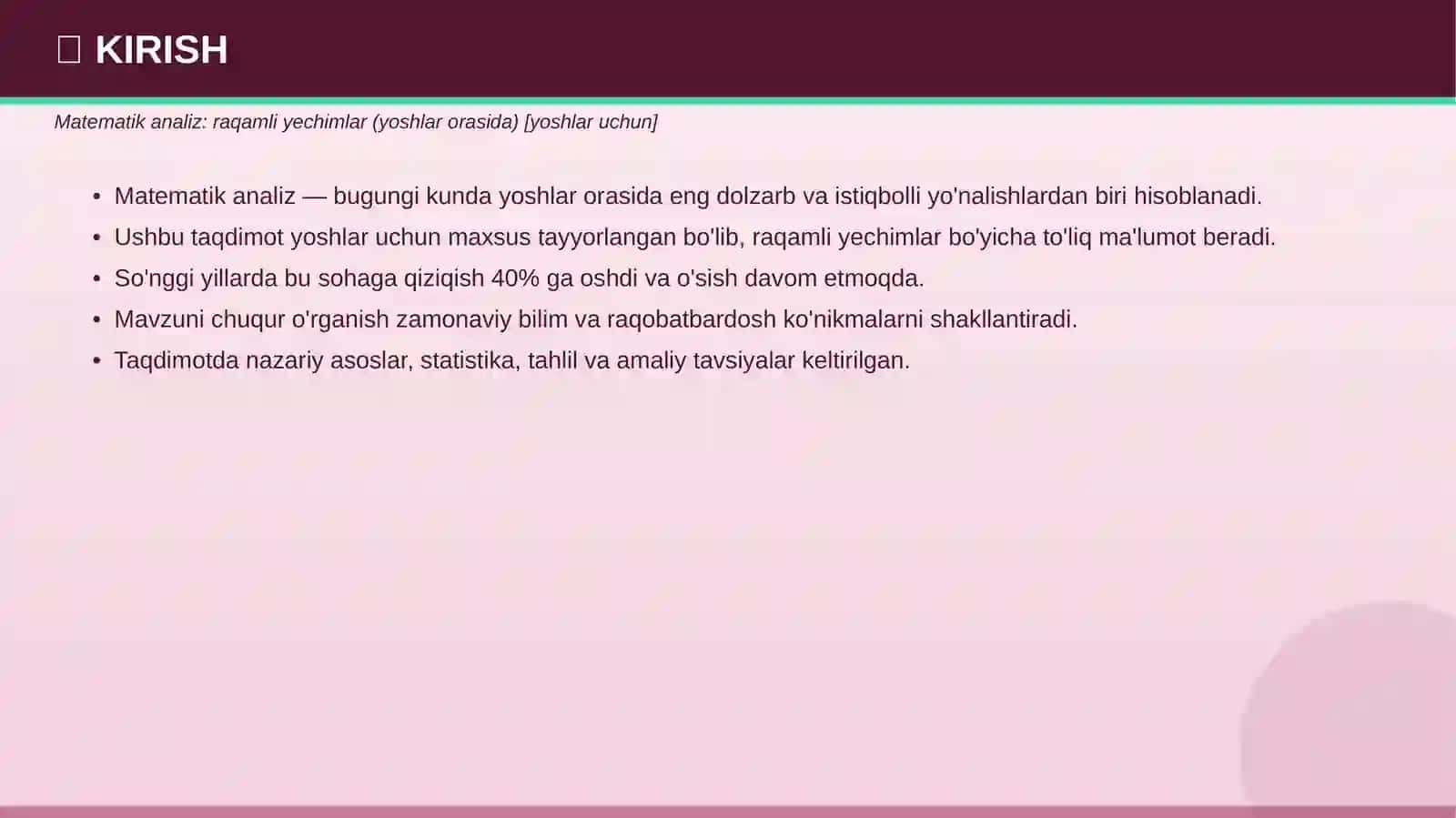 Matematik Analiz (Raqamli Yechimlar) 3