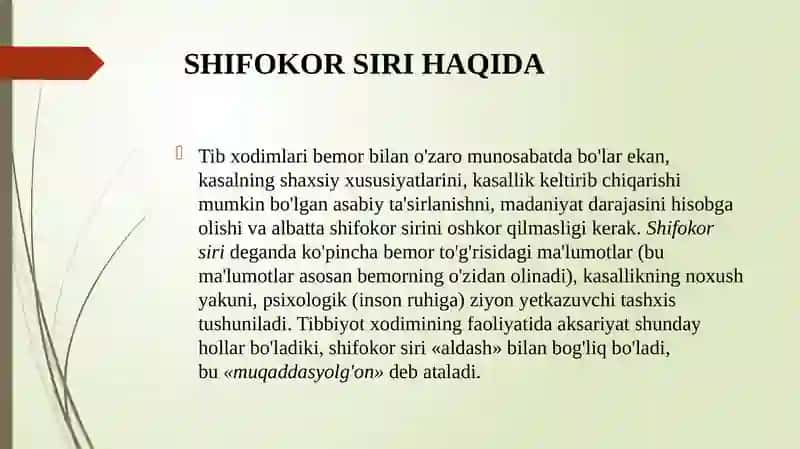 Shifokor siri va deantologiyasi 3