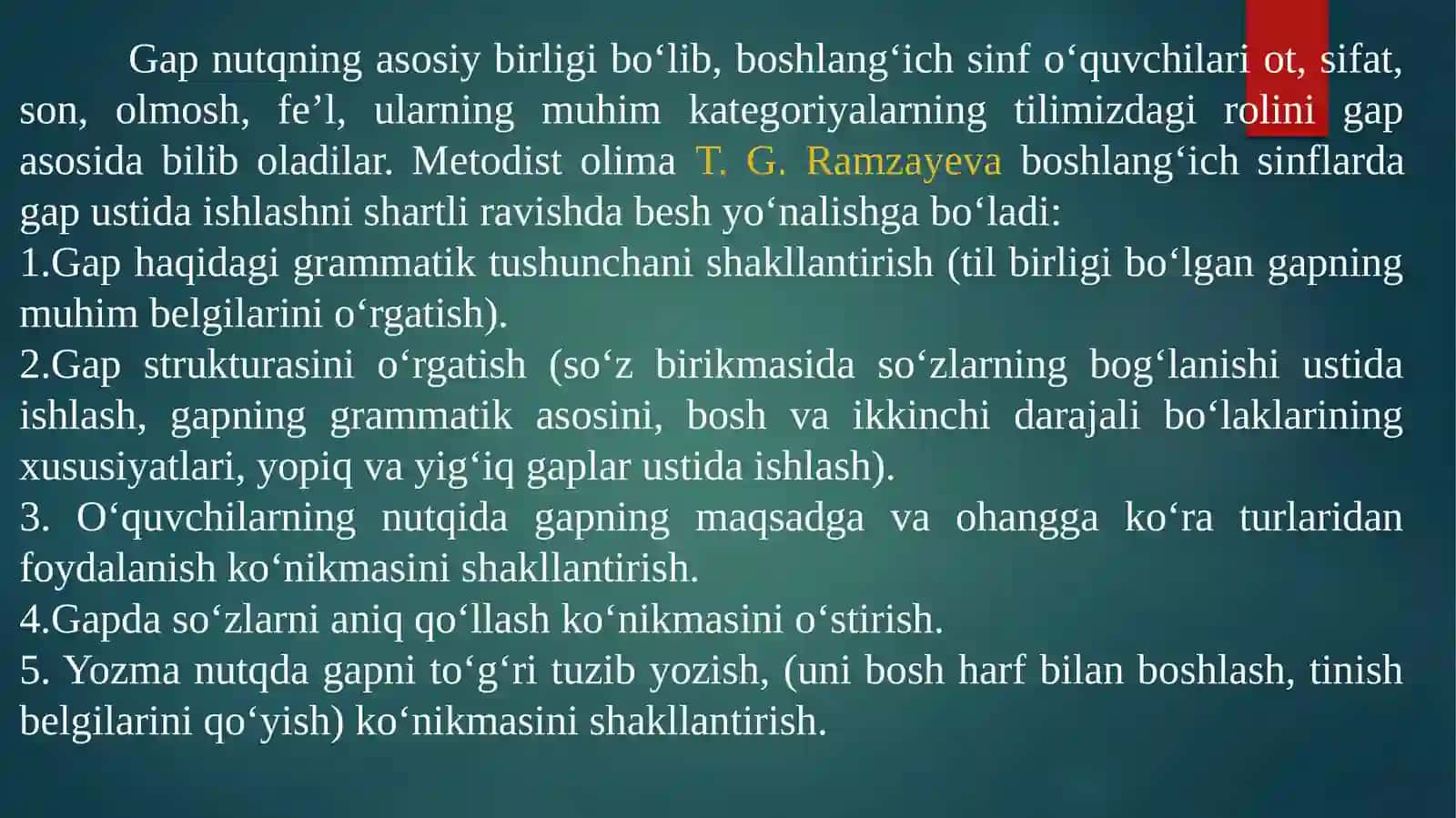 BOSHLANG‘ICH SINFLARDA SINTAKTIK TUSHUNCHALAR USTIDA ISHLASH METODIKASI. ORFOGRAFIYANI O‘RGANISH METODIKASI. KICHIK YOSHDAGI O‘QUVCHILAR NUTQINI O‘STIRISH YO‘LLARI VA VAZIFALARI 3