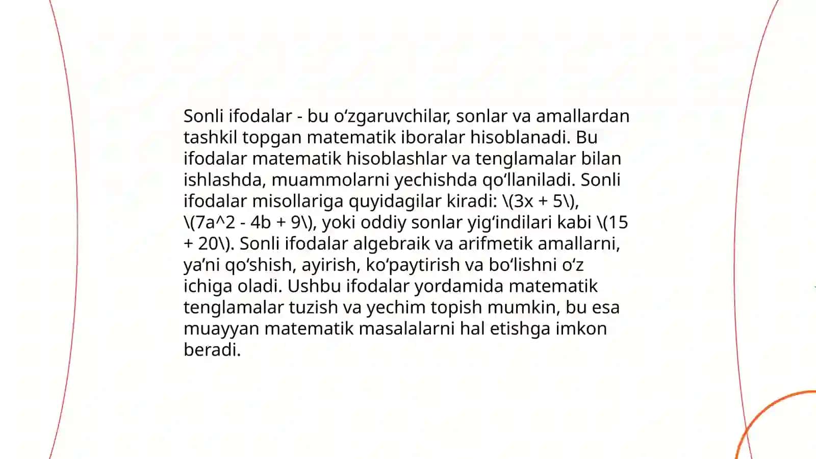 Sonli va harfli ifodalar 3