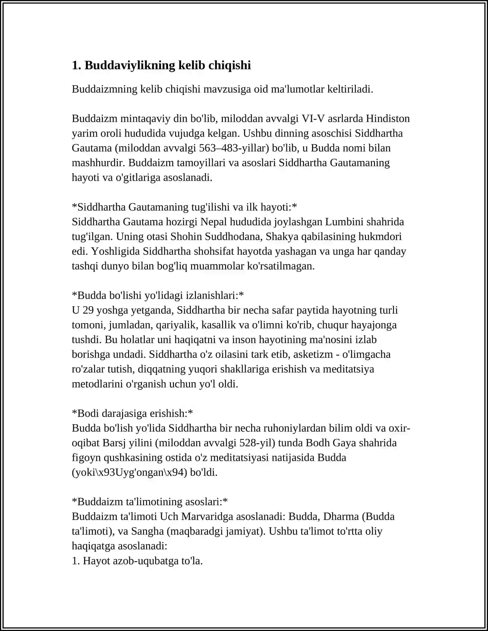 BUDDAVIYLIK DINI TARIXI VA G'OYALARI 3