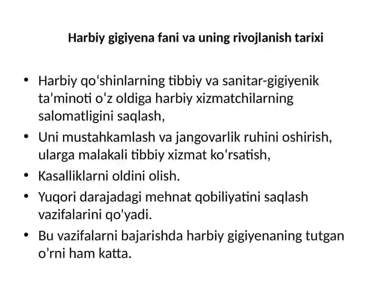 Harbiy Gigiya va uning rivojlanishi 3