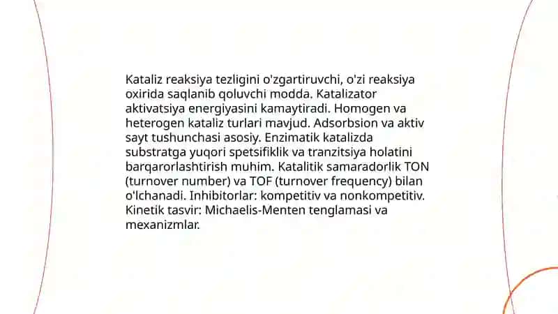 Kataliz nazariyalari.Fermentativ kataliz 3