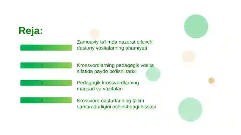 Mavzu:Nazorat qiluvchi pedagogik dasturiy vositalar (krossvordlar) yaratish. 3