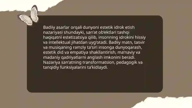 Dunyoni estetik idrok etishda badiiy asarlarning ahamiyati 3