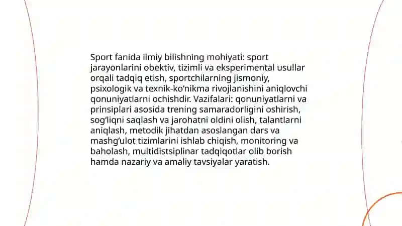 Sport fanida ilmiy bilishning usul va tamoyillari 3