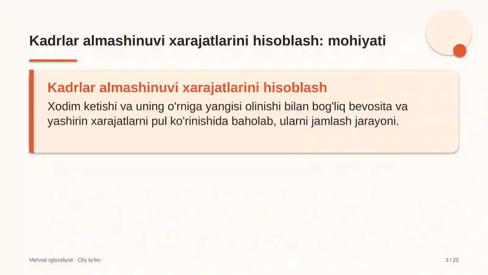 maishiy xizmat ko'rsatish uylarida kadrlar almashinuvi xarajatlarini hisoblash 6688 3
