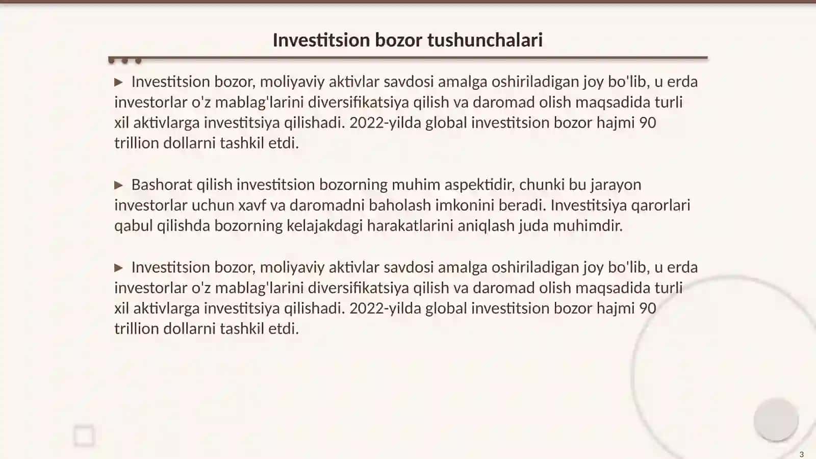 Investitsion bozorni bashorat qilish metodlari 3