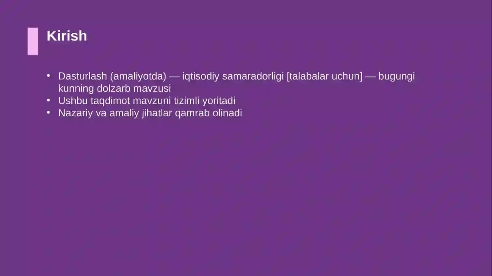 Dasturlash (amaliyotda) — iqtisodiy samaradorligi [talabalar uchun] 3