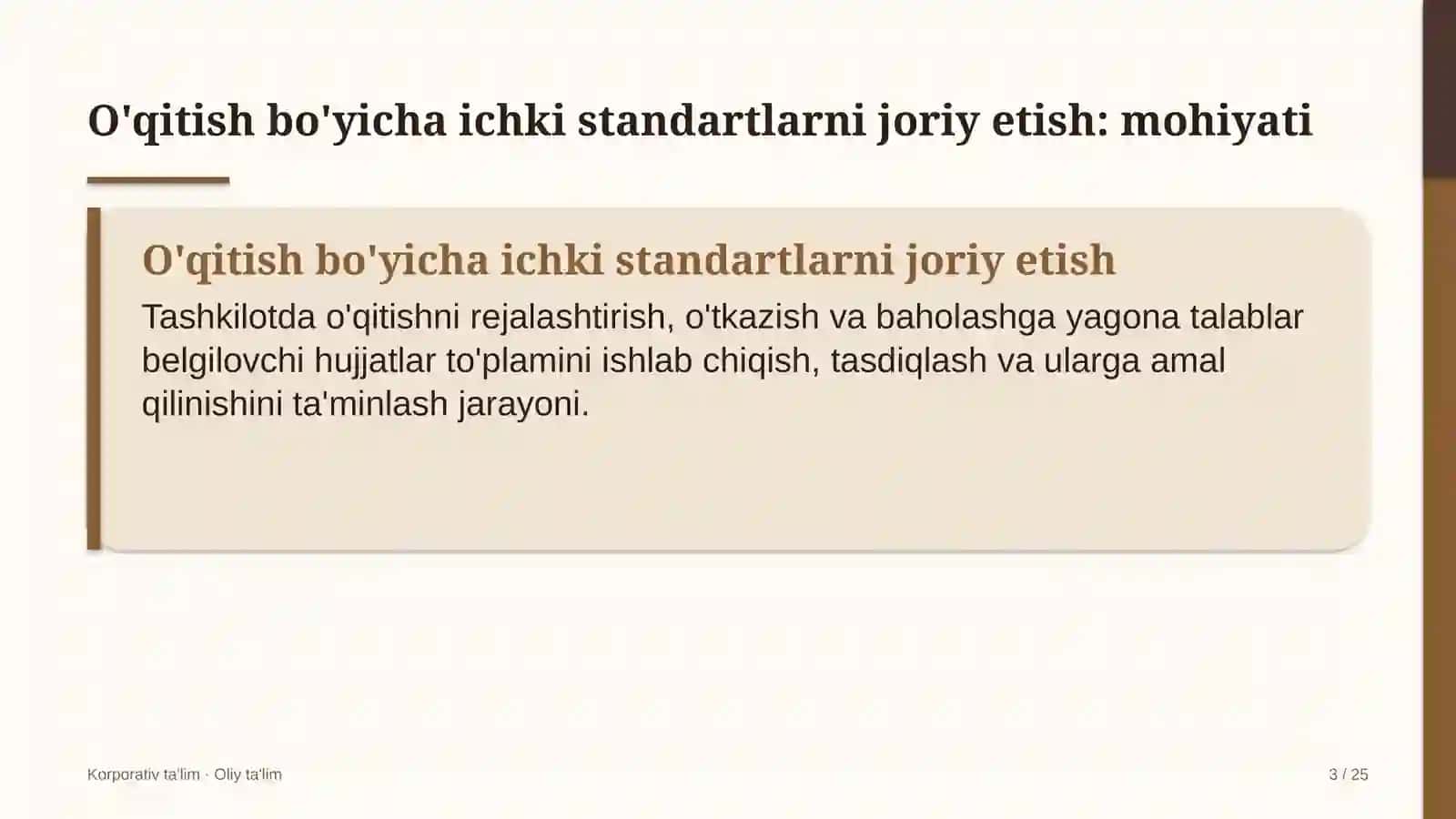 Elektr ta'minoti korxonalarida o'qitish sohasidagi ichki standartlarni joriy etish 3