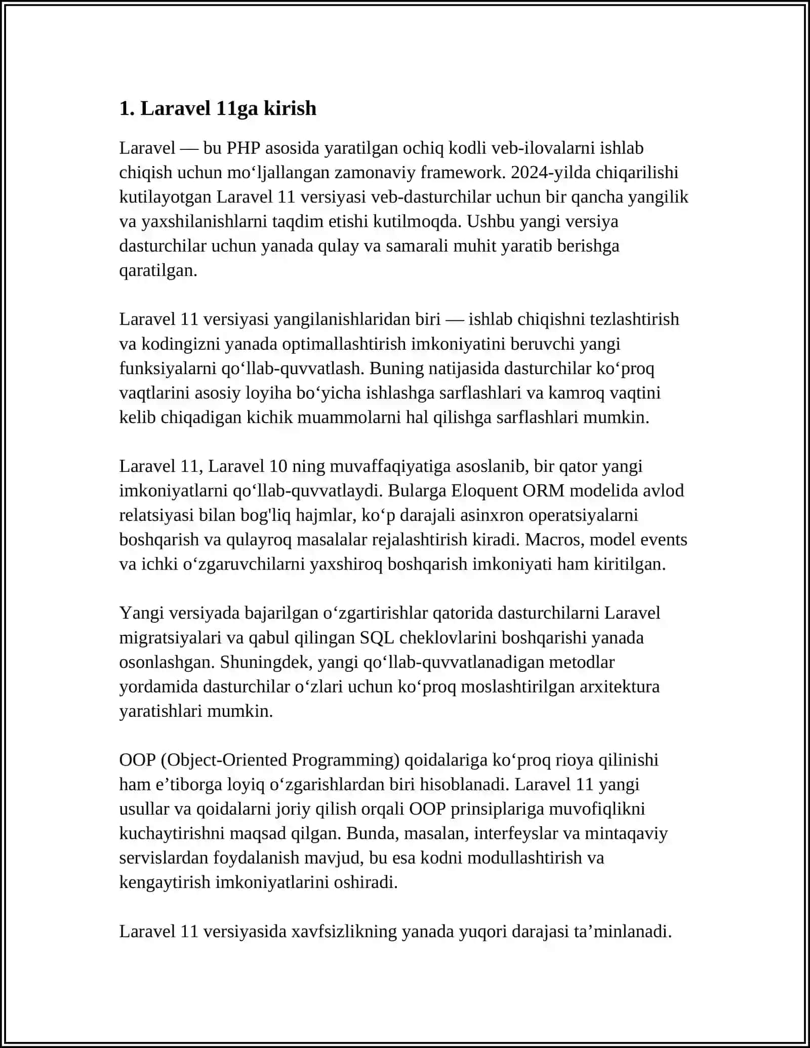 LARAVEL 11DA TO'LIQ MAVZULASHTIRILGAN DARSLIK 3