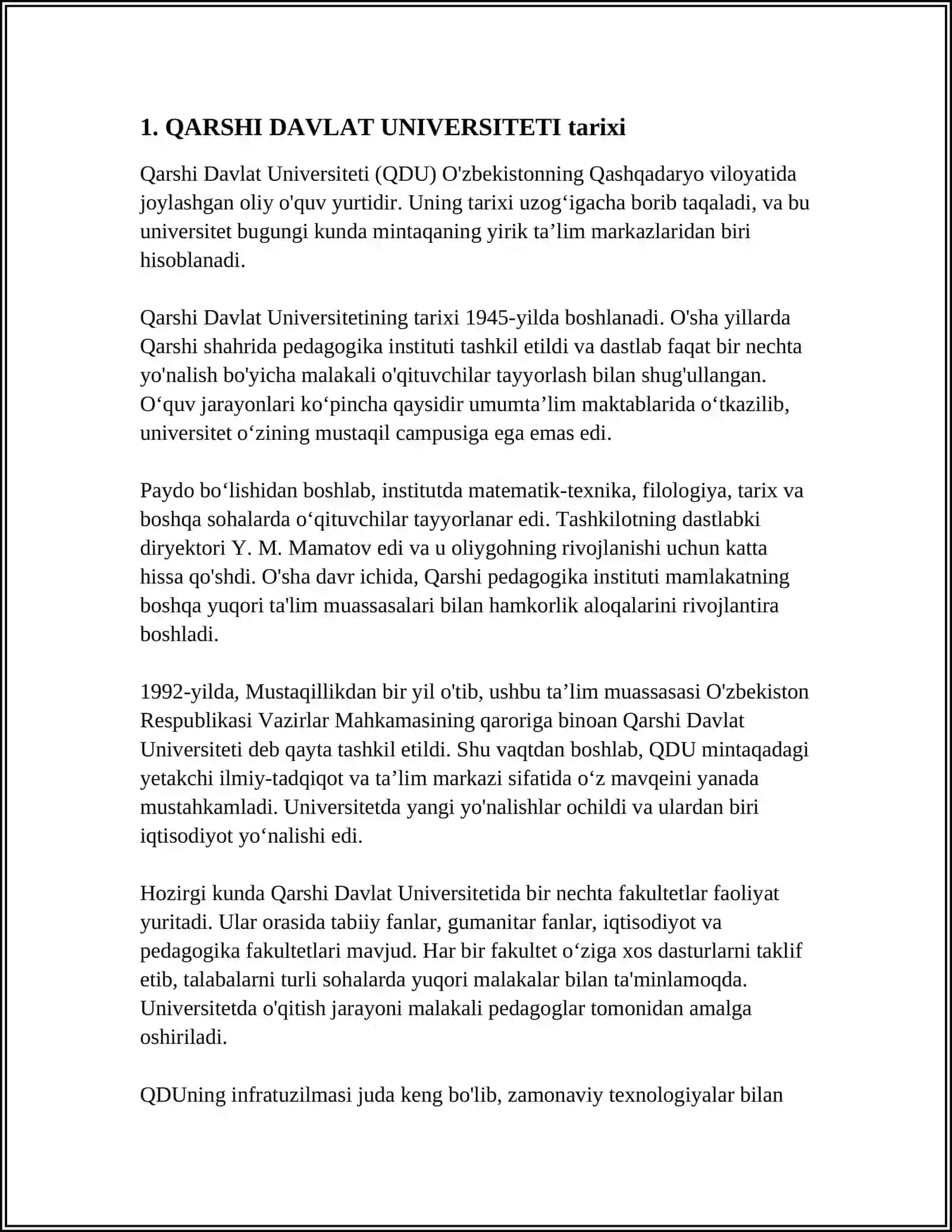 QARSHI DAVLAT UNIVERSITETI FIZIKA FAKULTETI MUSTAQIL ISH 3