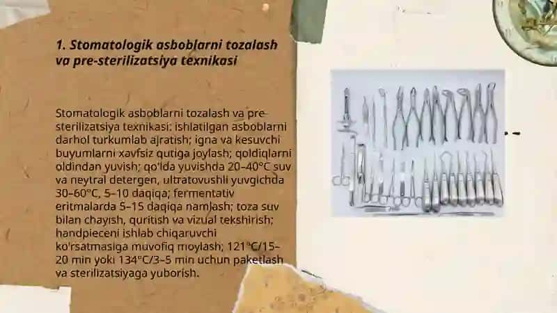 Stomatologik asboblarni tozalash va pre-sterilizatsiya texnikasi 3