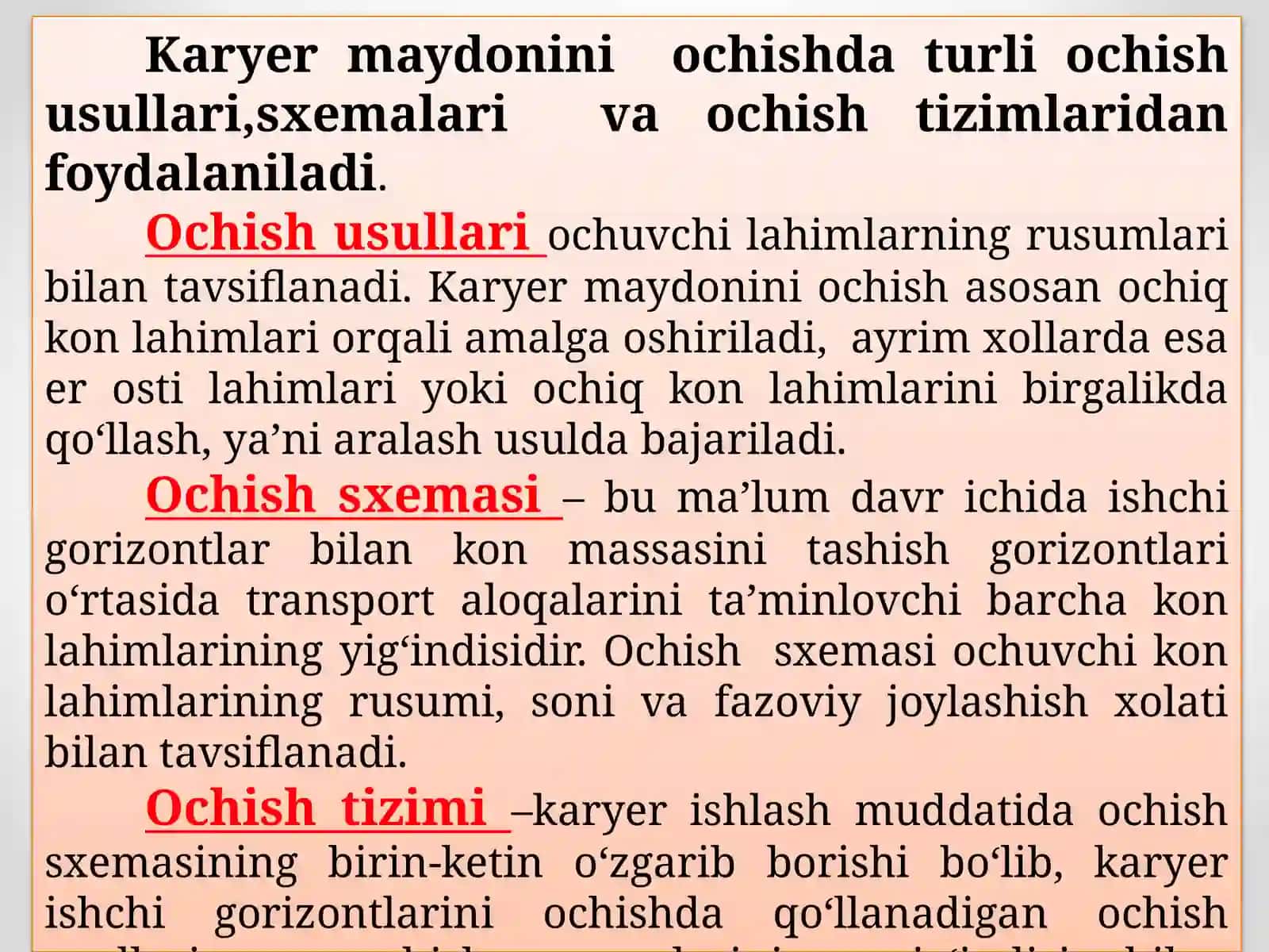 Pog'ona va uningelementlari.Karyer maydoni va uni ochishishlari 3