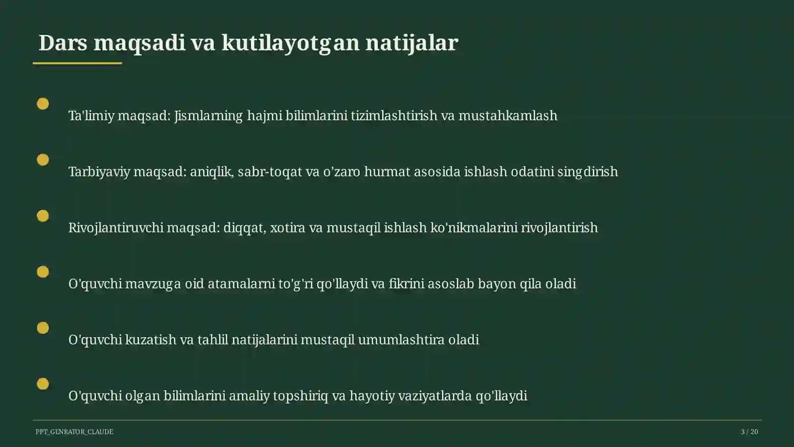 Jismlarning hajmi (11-sinf) 3