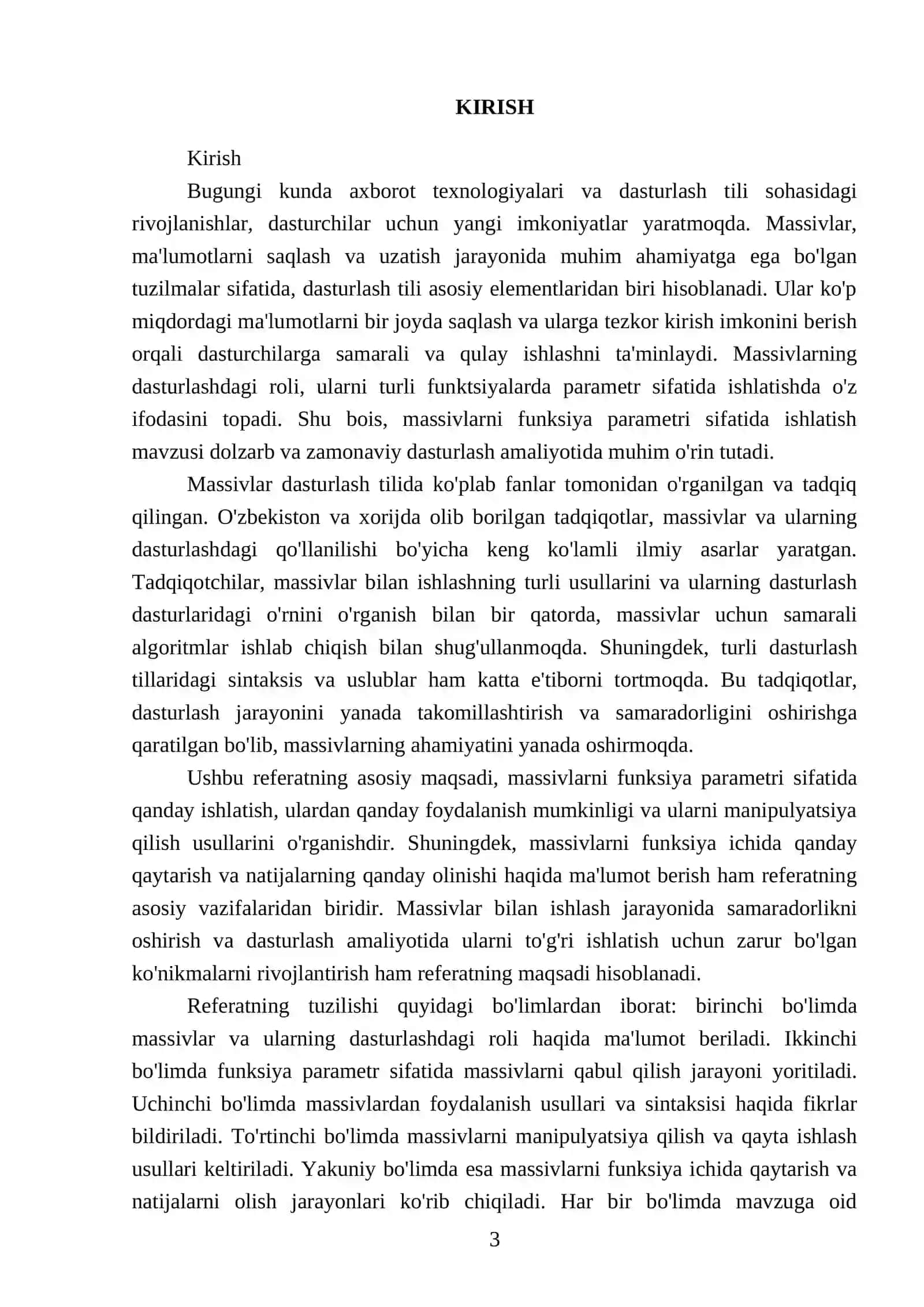 Massivlarni funksiya parametri sifatida ishlatish 3