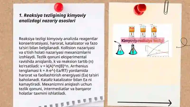 Reaksiya tezligining kimyoviy analizdagi órni 3