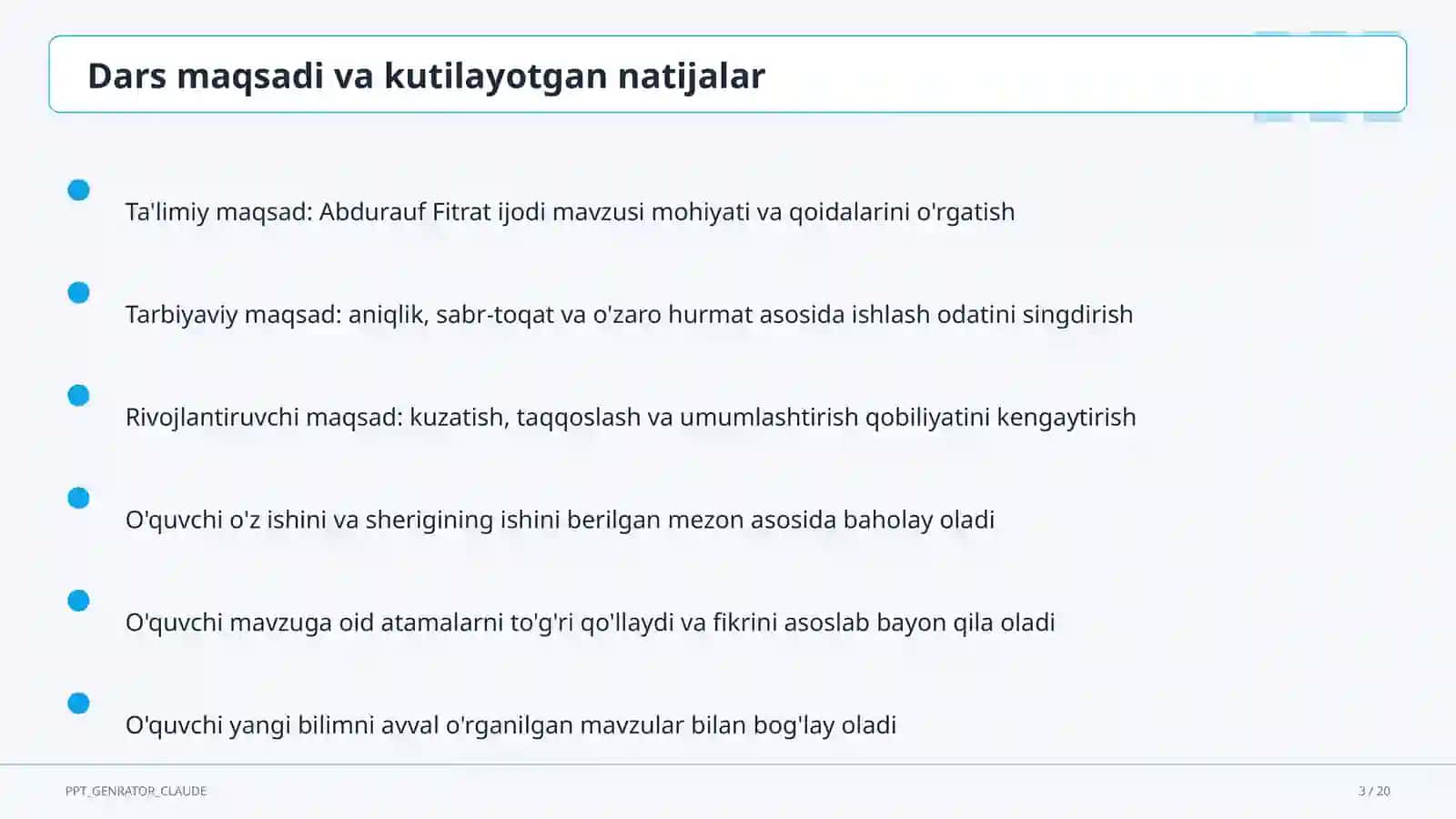 Abdurauf Fitrat ijodi (9-sinf) 3