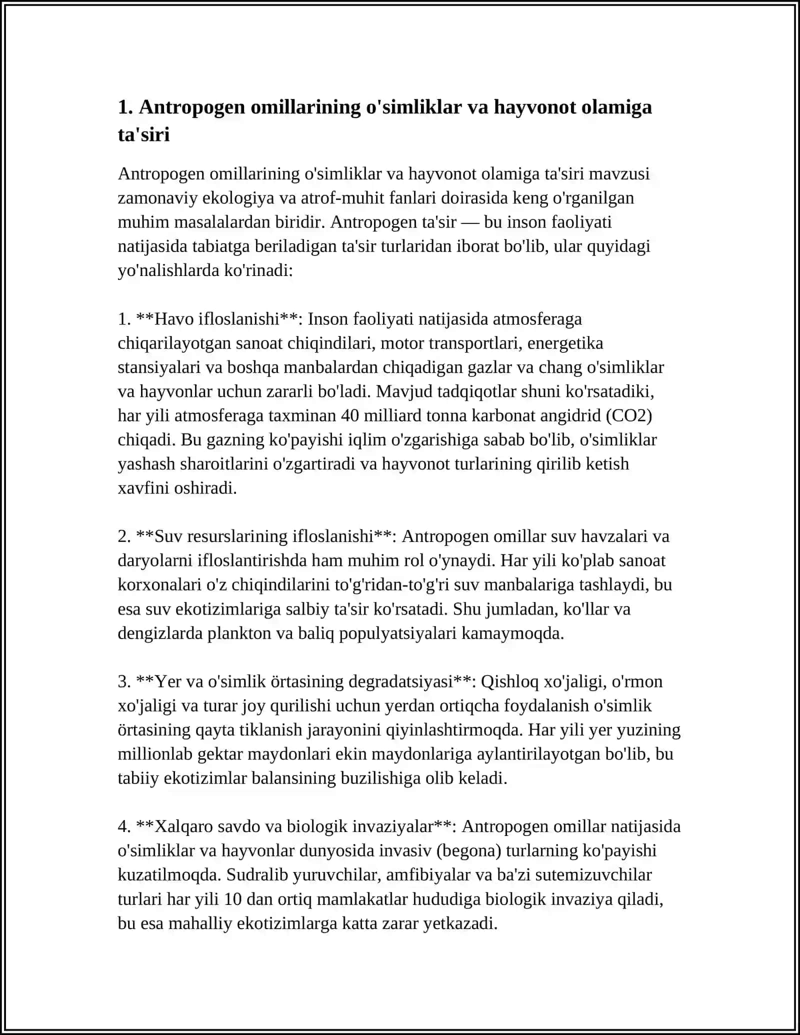 ANTROPOGEN OMILLARINING BIOSFERAGA TA'SIRINI KAMAYTIRAMIZ 3