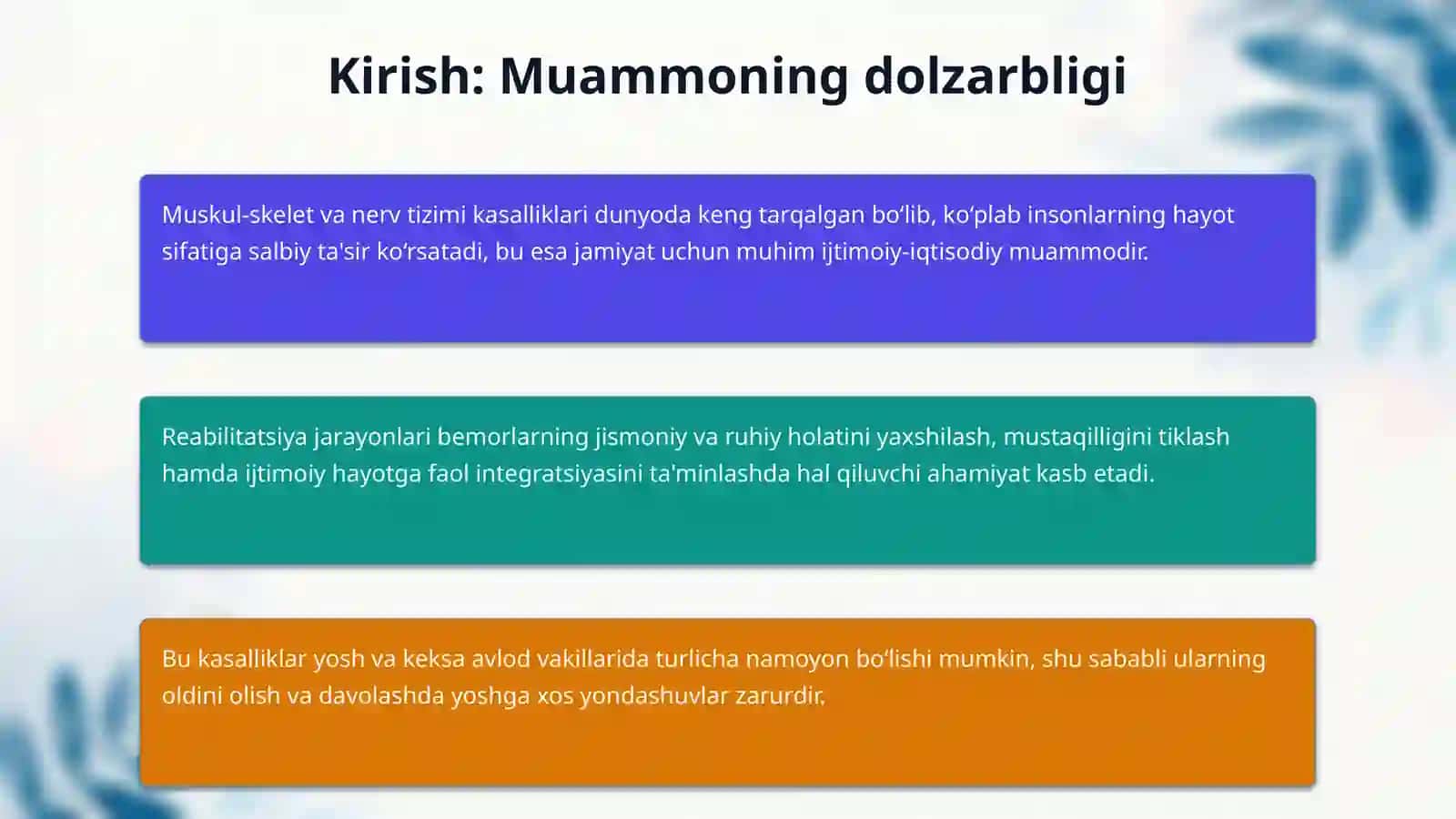 Tayanch harakati aparati kasalliklari va ruhiy asab kasalliklarida reabilitatsiya 3