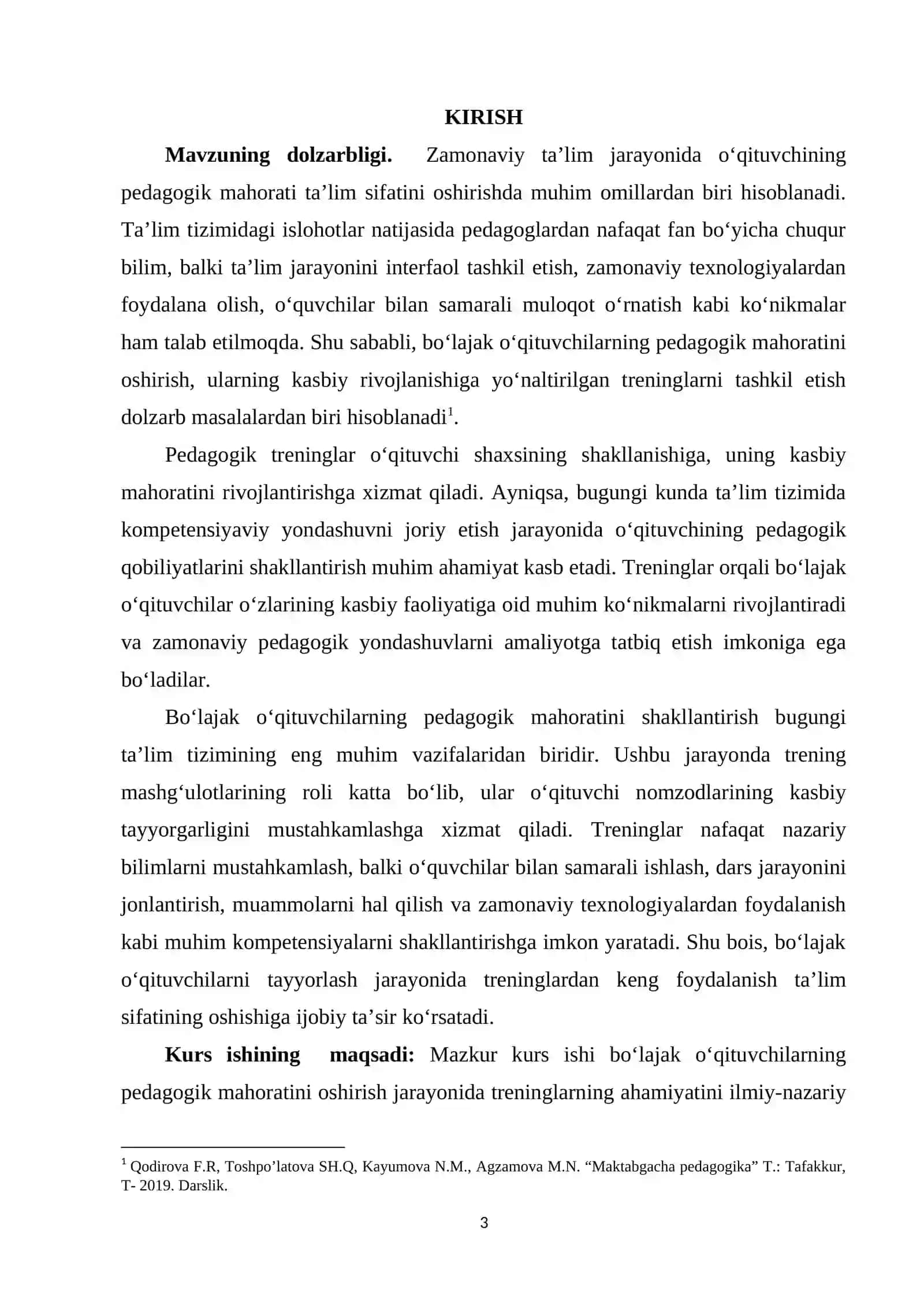 "Bo‘lajak o‘qituvchilarning pedagogik mahoratini oshirishda treninglarning ahamiyati" 3