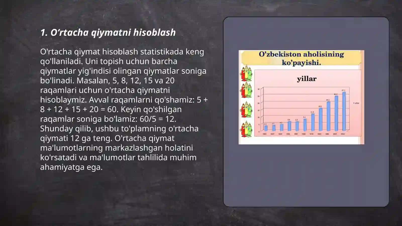 Statistikada Oʻrtacha yoʻnalishlar 3