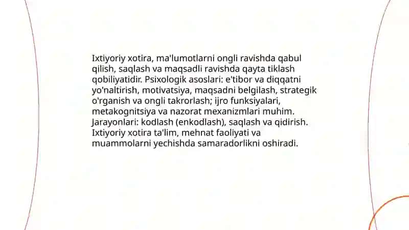 Ixtiyoriy xotirani shakllantirishning usul va vosiytalari 3