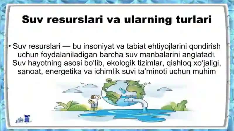 Suv resurslari va ularning muhofazasi. Oqava suvlar va ularni tozalash usullarining sinflanishi 3