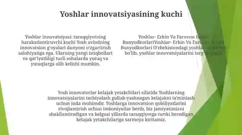 Yoshlar - Erkin va Farovon Hayot Bunyodkorlari 3