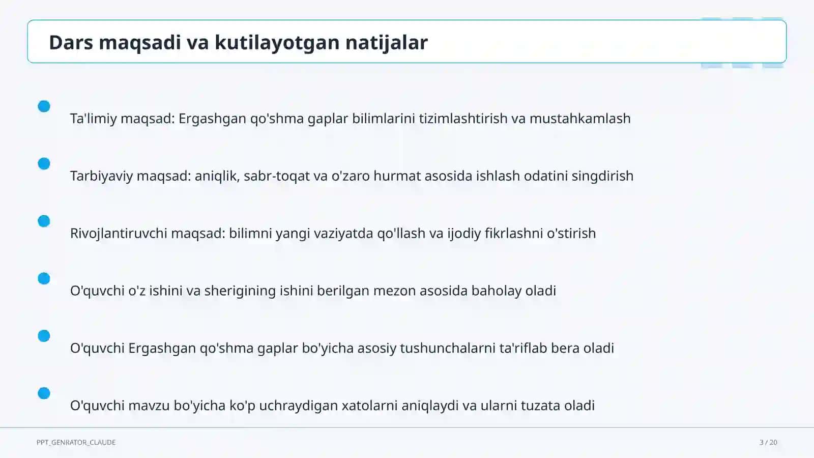 Ergashgan qo'shma gaplar (9-sinf) 3