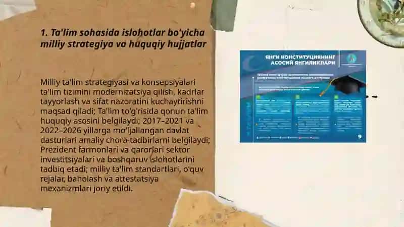 Ta'lim sohasida islohotlar bo'yicha milliy strategiya va huquqiy hujjatlar 3