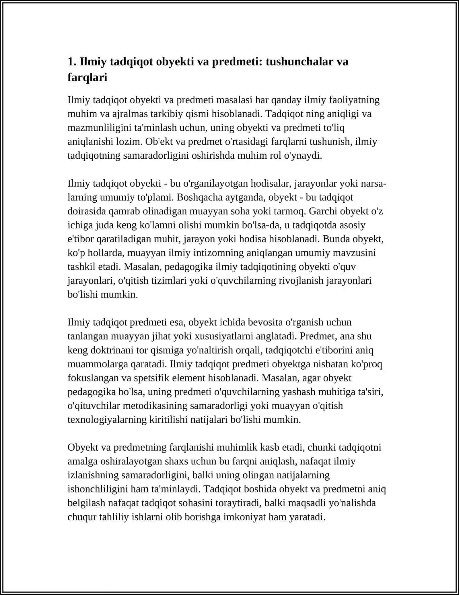 ILMIY TADQIQOT OBYEKTI VA PREDMETI: TUSHUNCHALAR MAZMUNI 3