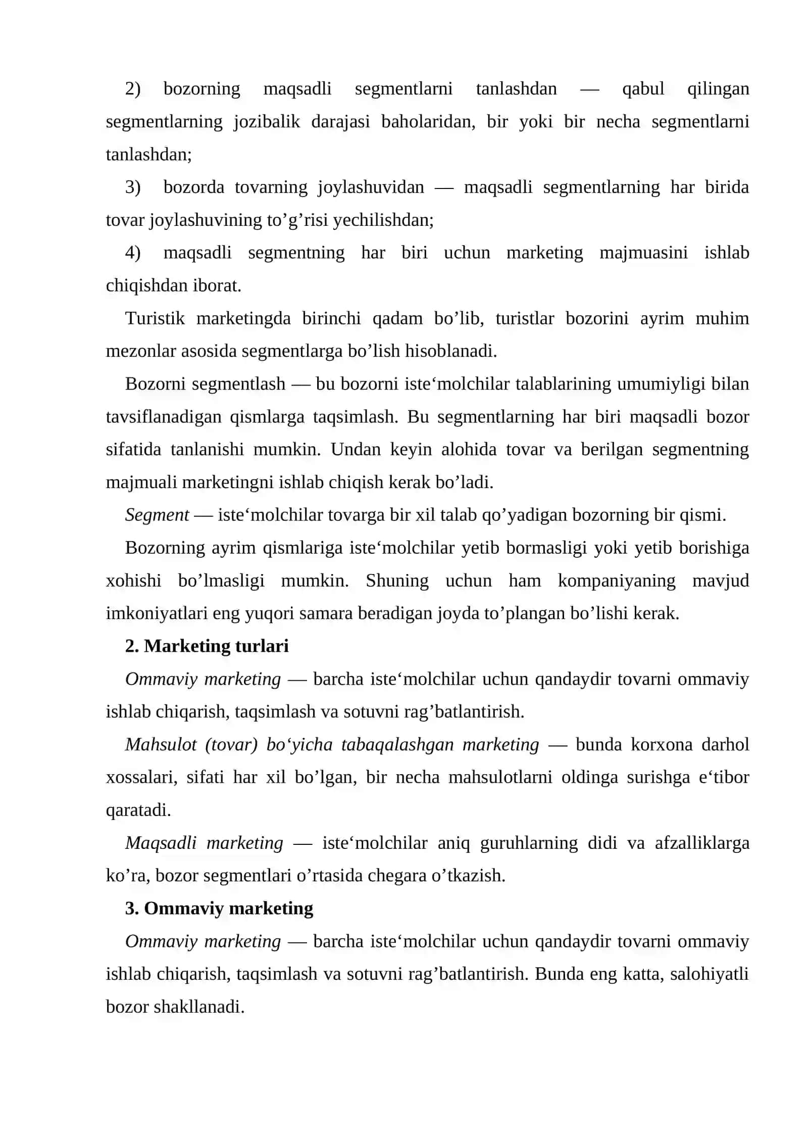Turistik bozorni segmentlash 3