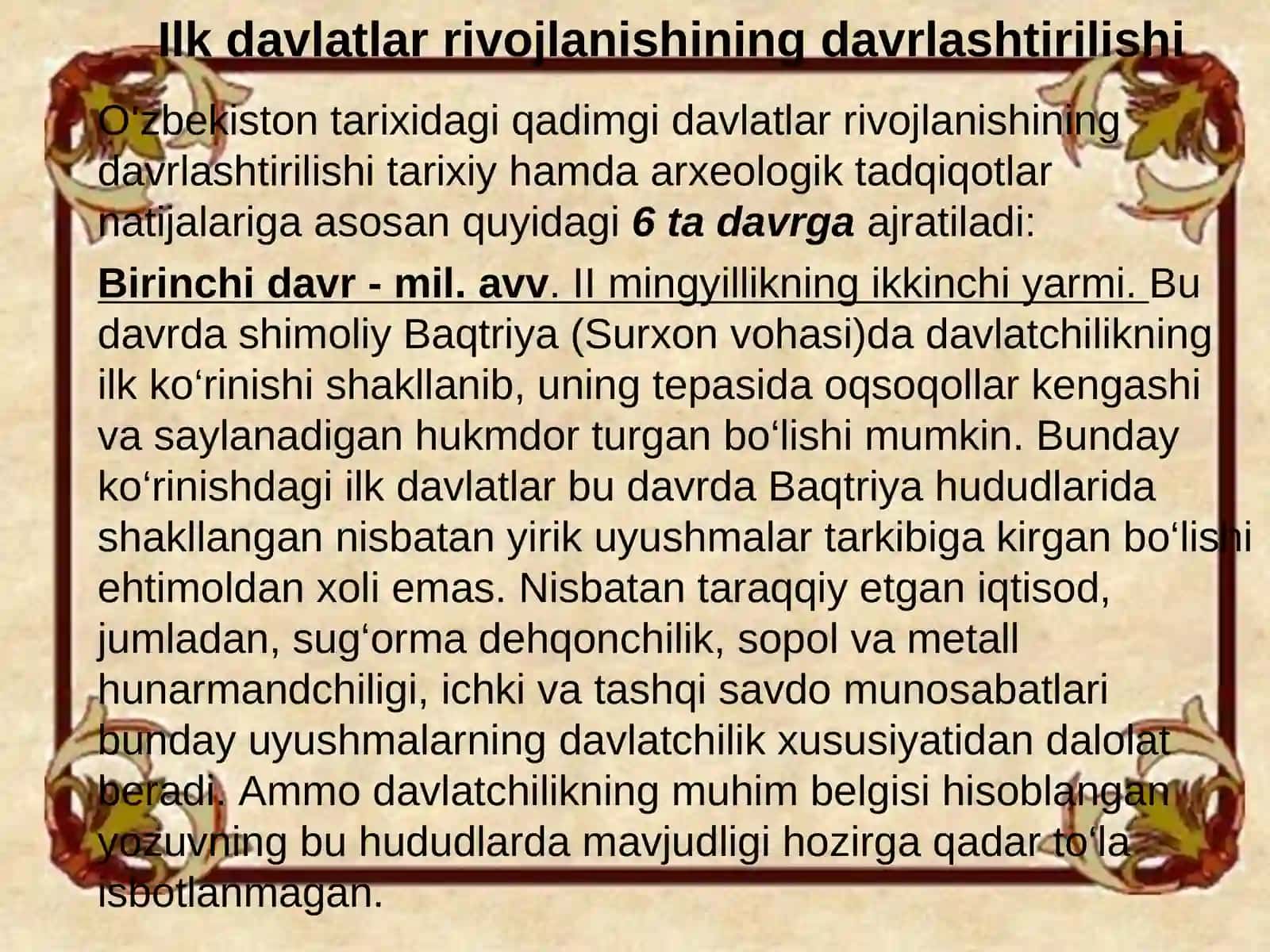 O‘zbekiston davlatchiliginingshakllanish asoslari 3