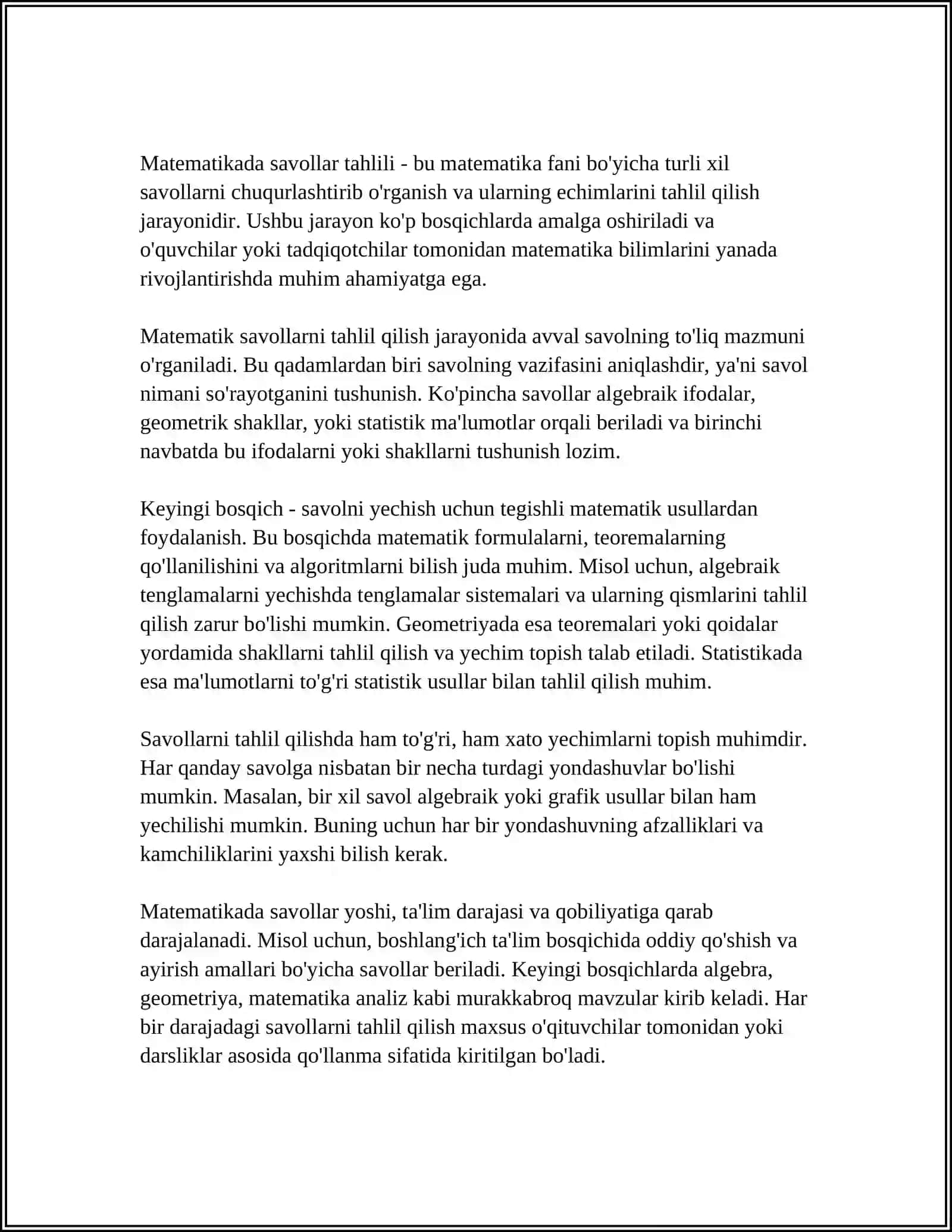 MUSTAQIL ISH Mavzu: MATEMATIKA DARSLARIDA O'QUVCHILARNING XATO VA KAMCHILIKLARINI TAHLIL QILISH 3