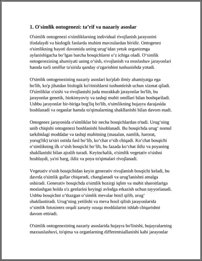 O'simlikning Individual Rivojlanishi (Ontogenez) va Mavsumiy Ritmika 3