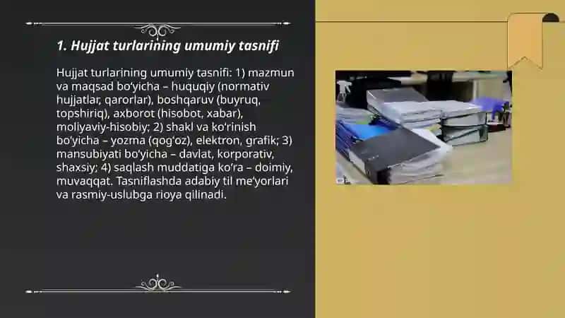 Hujjat turlari va xususiyatlari 3