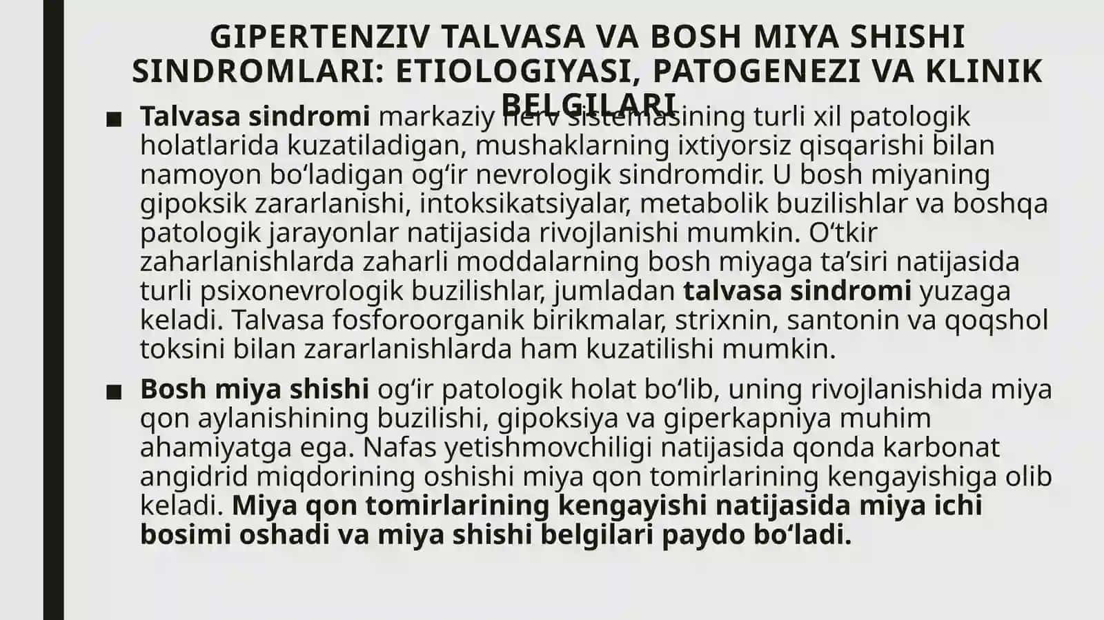 Gipertenziv talvasa va bosh miya shishi sindromlari: etiologiyasi, patogenezi va klinik belgilari 3