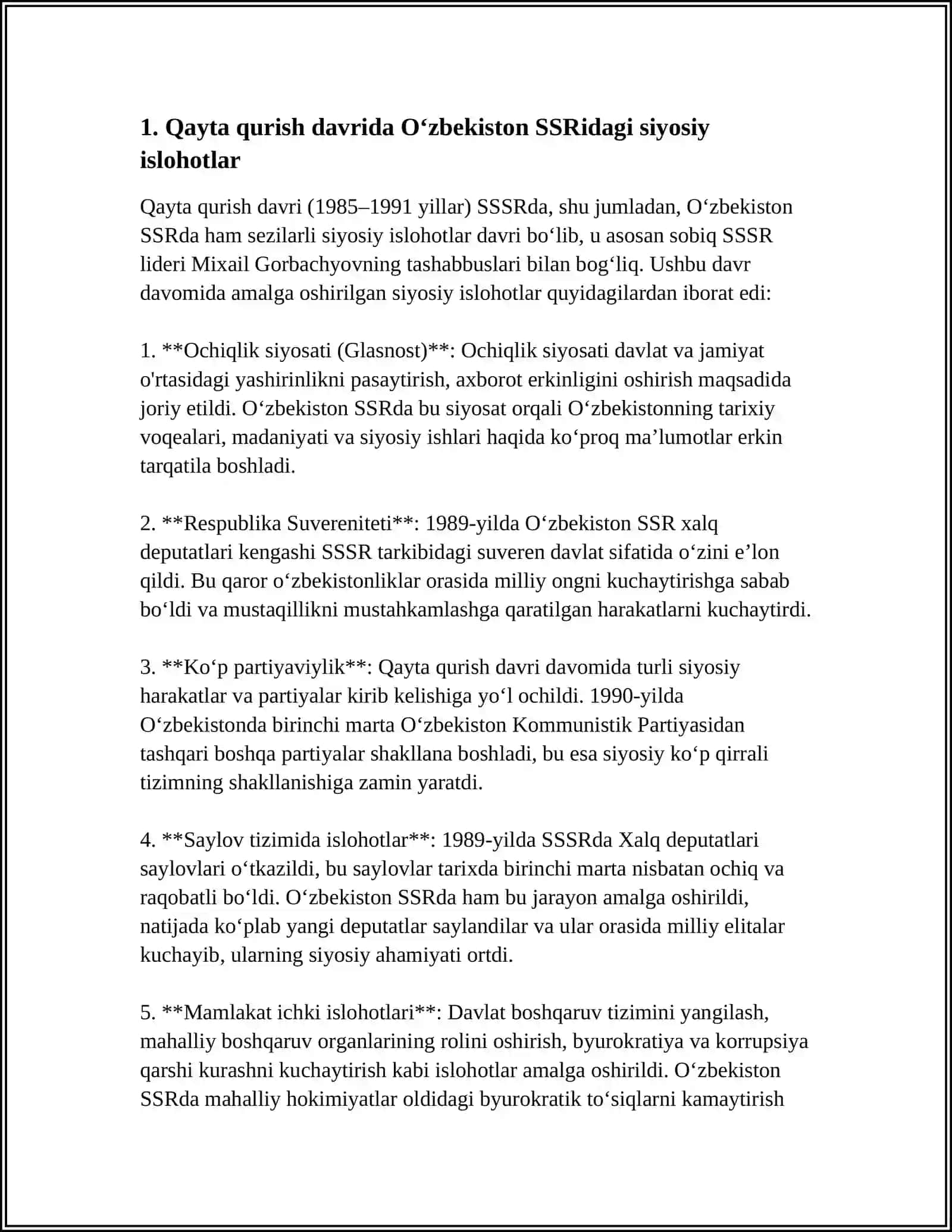 QAYTA QURISH YILLARDA OʻZBEKISTON DAGI IJTIMOIY SIYOSIY VAZIYAT 3