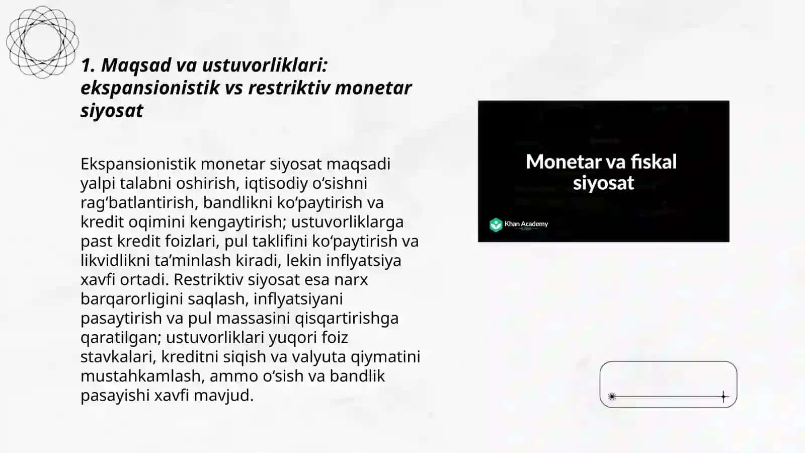 Ekspansionistik Va restriktiv monetar siyosatining Farqli jihatlari 3