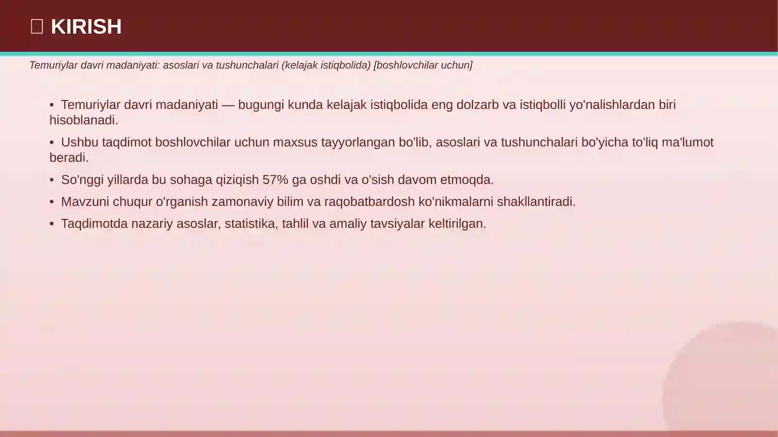 TEMURIYLAR DAVRI MADANIYATI Asoslari va tushunchalari 3