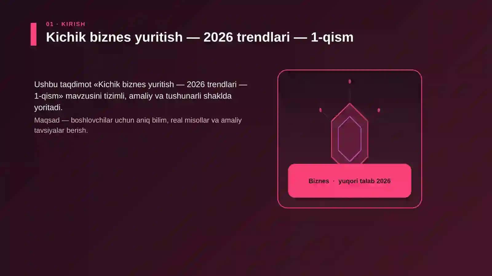 Kichik biznes yuritish — 2026 trendlari — 1-qism 3