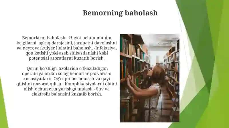 Qorin BoʼShligʻI Azolarida OʻTkaziladigan Operatsiyalardan SoʻNg Bemorlar Parvarishi Xususiyatlari 3