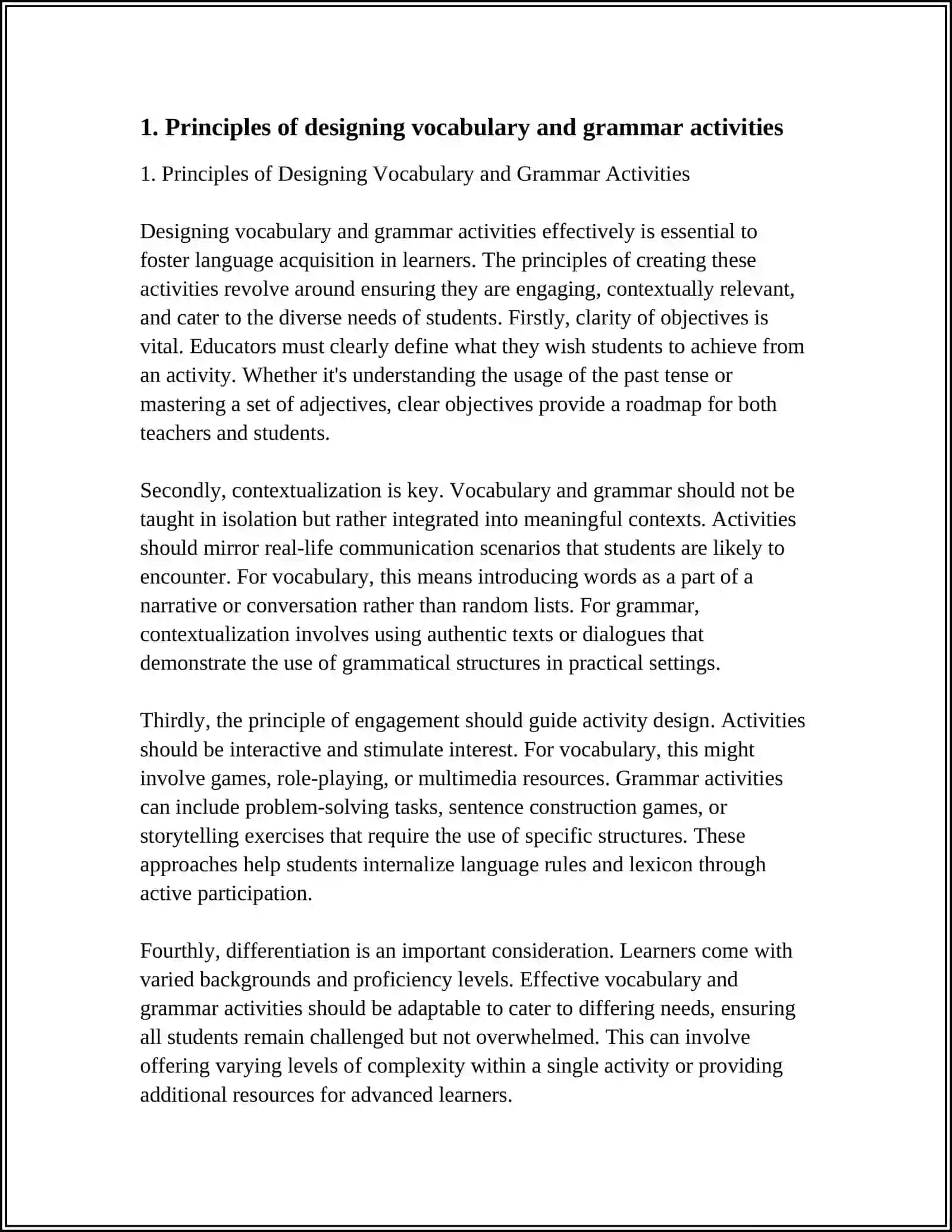 Principles of Designing Vocabulary and Grammar Activities 3