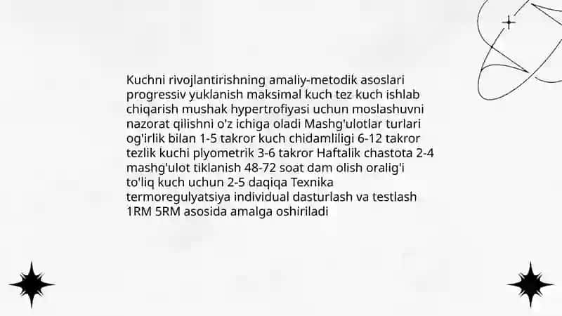 Jismoniy sifatlarni kuch,tezkorlik,chaqqonlik, egiluvchanlik, chidamlilik) tarbiyalash metodikasi 3
