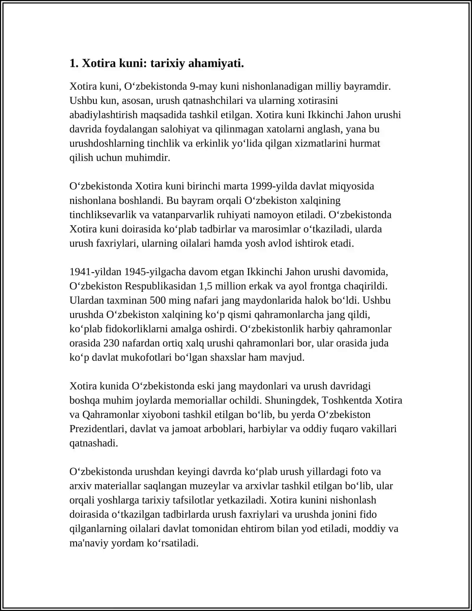 XOTIRA:MUQADDAS. 9-MAY XOTIRA VA QADRLASH KUNIGA BAG'ISHLAB 3