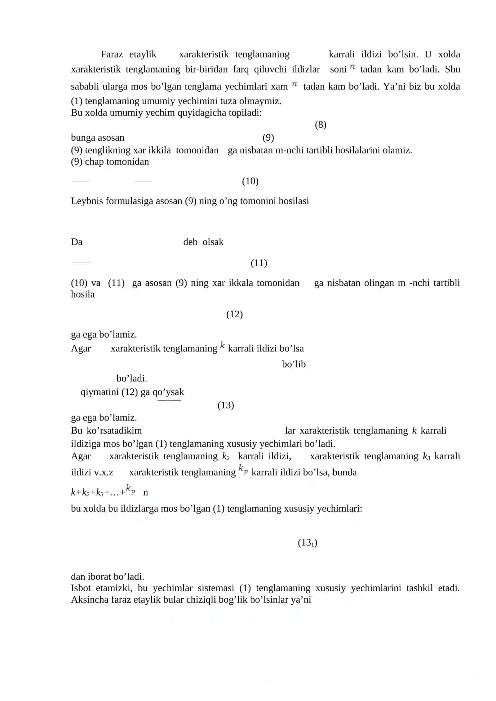 tartibli o’zgarmas koeffitsientli bir jinsli chizigli differensial tenglamalar 3